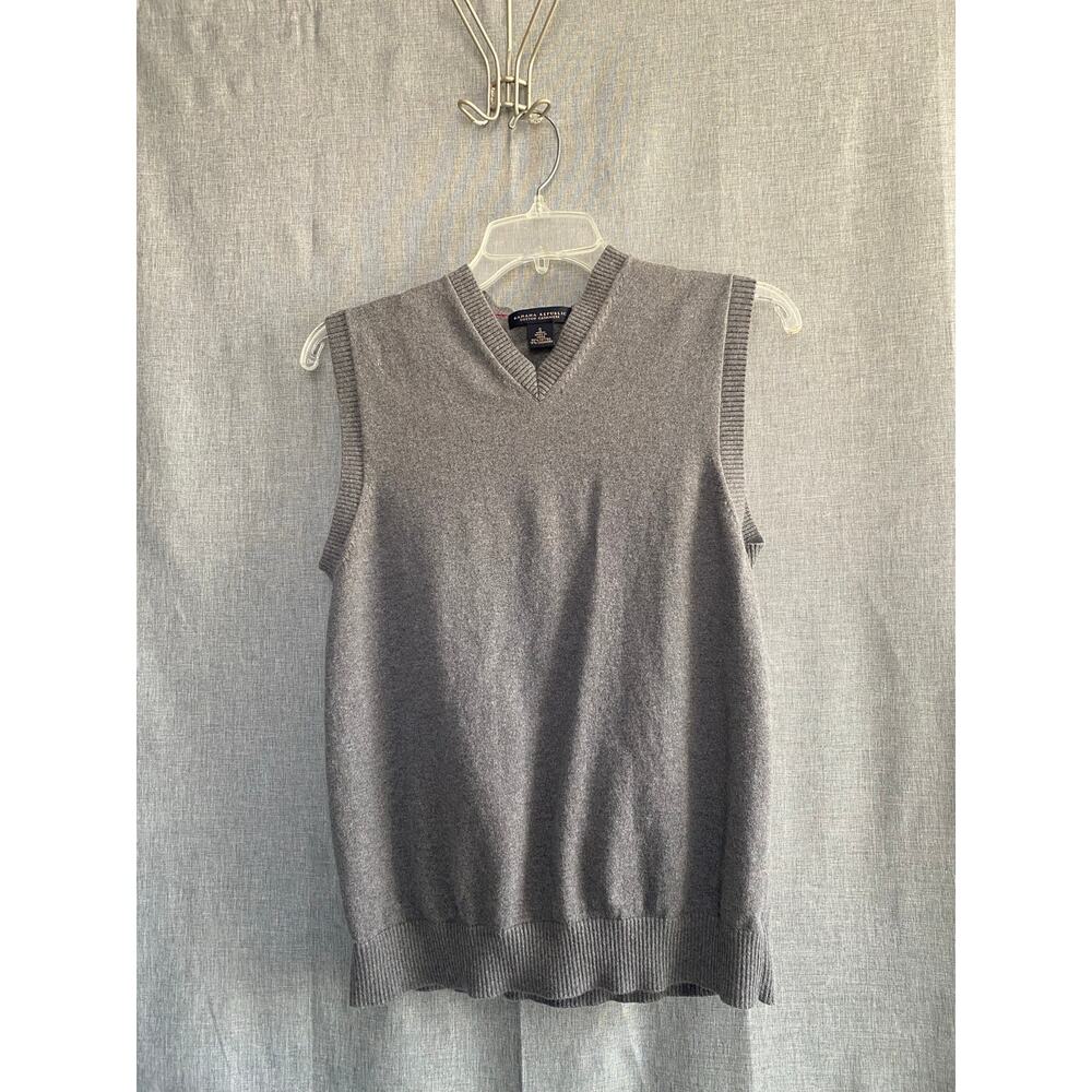 Banana Republic Gray Cotton Cashmere V-Neck Sweater Vest - Men's Small